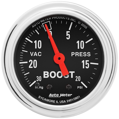 Autometer Performance Mätare. Mekanisk. Tryck/ Vakuum. 30 in.hg/ 20 psi. 