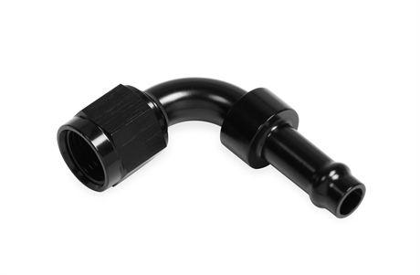 JAK Products Vapor Guard Slangända. Aluminium. Svart. 90graders. AN6 - 3/8" Slang.