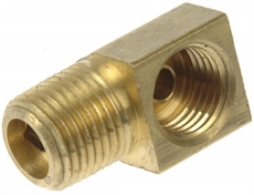 Everco 90° Röranslutning. Mässing. Rör ø inv. 3/8". NPT utv. 1/4".